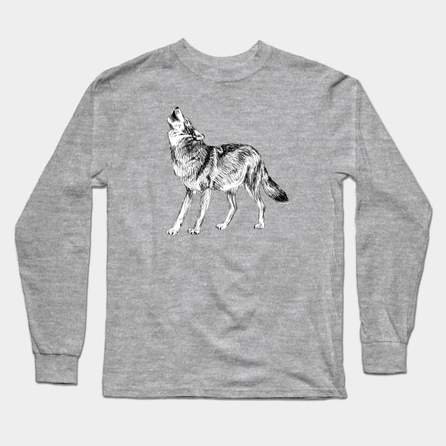 Wolf Print Long Sleeve T-Shirt by rachelsfinelines